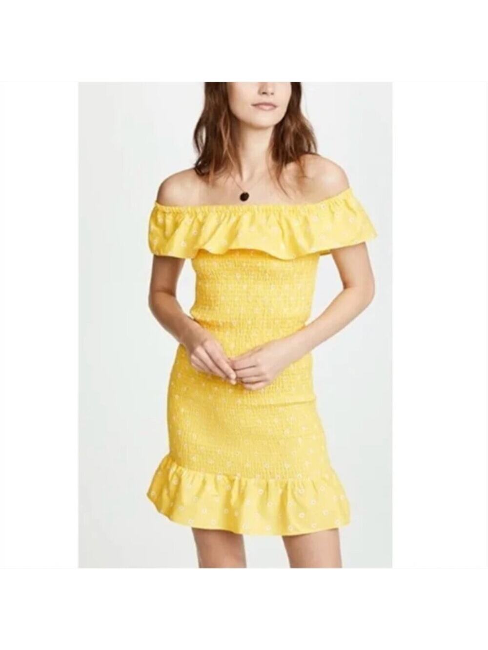 The Fifth Label Fiesta Yellow Floral Smocked Mini Dress